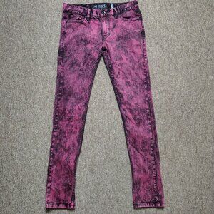 RUDE Jeans Men Skinny Fit 28x32 Pink Acid Wash Stretch Denim Streetwear